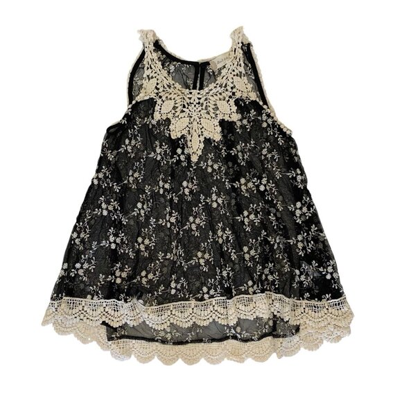 Altar’d State Tank Top Large Black Lace See Through Boho Festival - Picture 1 of 7